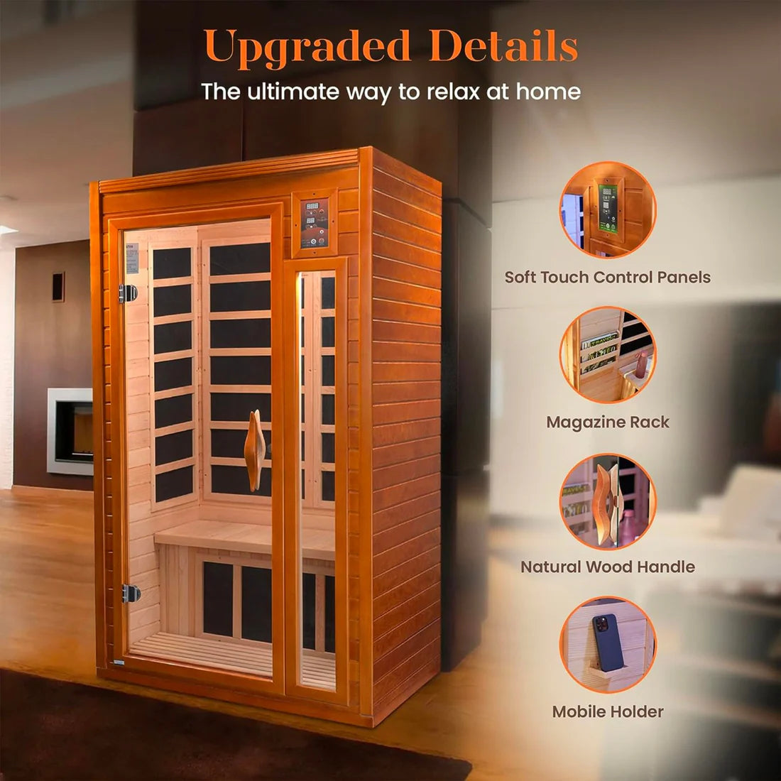 Dynamic "Barcelona" FAR Infrared Sauna Ultra Low EMF with Canadian Hemlock