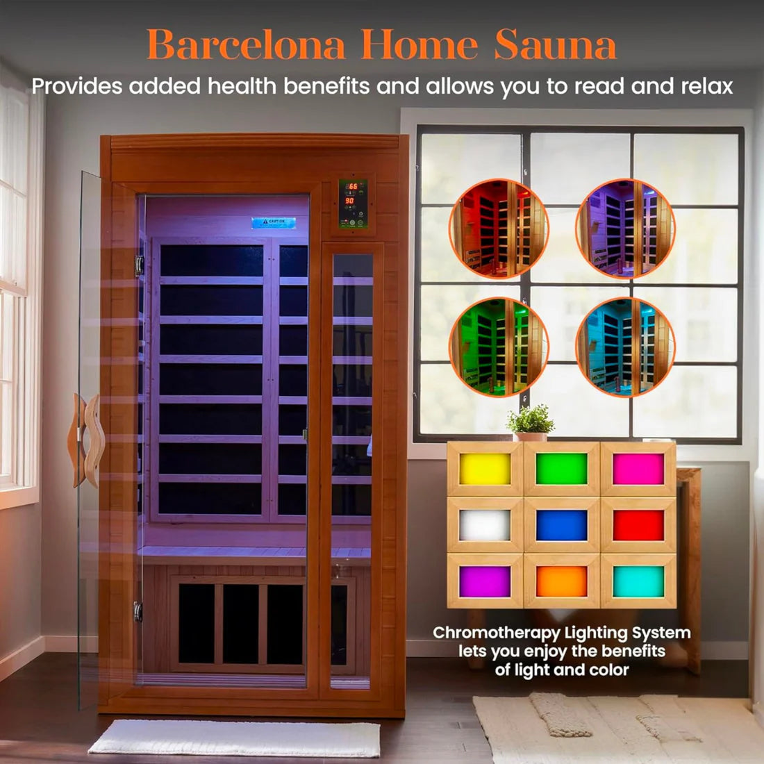Dynamic "Barcelona" FAR Infrared Sauna Ultra Low EMF with Canadian Hemlock