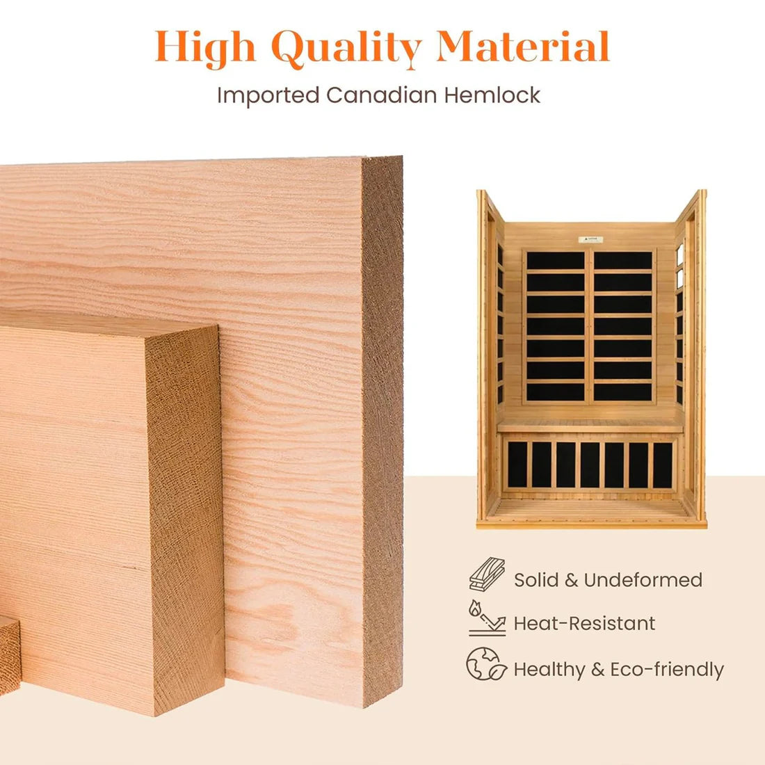 Dynamic "Barcelona" FAR Infrared Sauna Ultra Low EMF with Canadian Hemlock