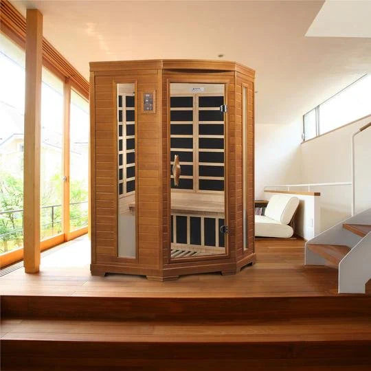 Dynamic Heming FAR Infrared Sauna Low EMF Corner Unit with Hemlock Wood