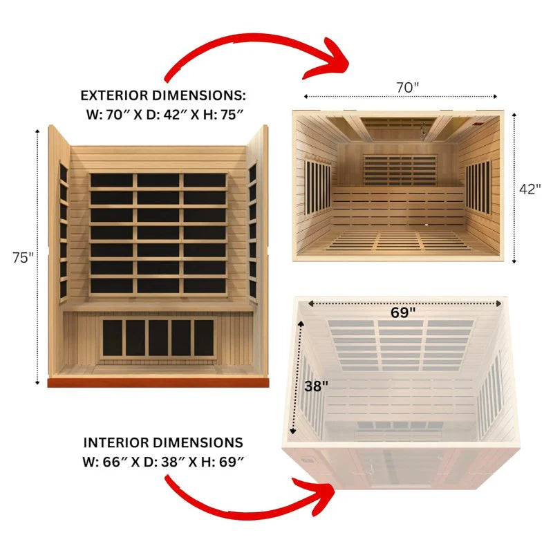 Dynamic Bergamo Infrared Sauna Low EMF with Hemlock Wood