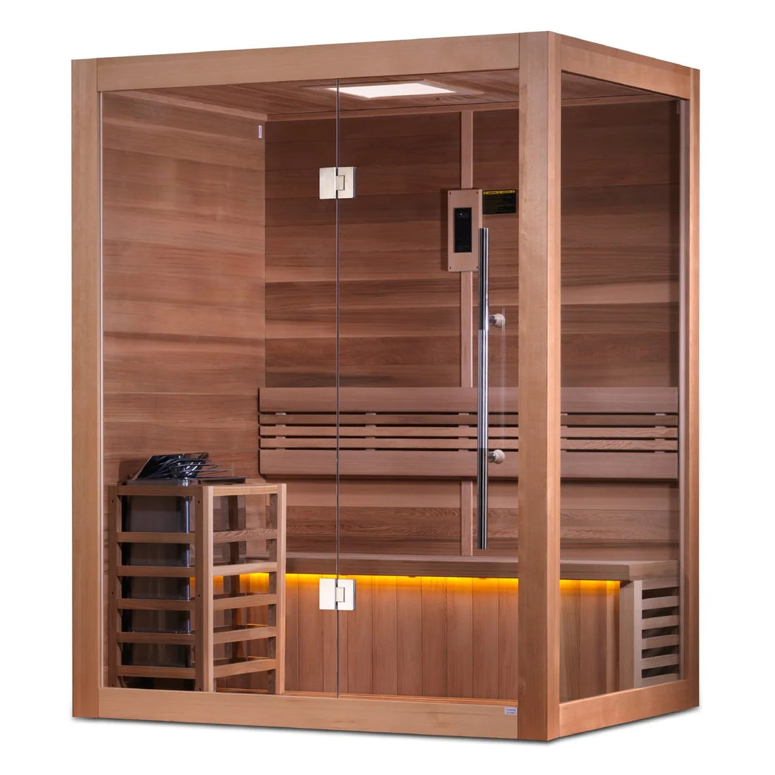 Traditional All Glass Front - Side Indoor Sauna (Exterior Canadian Hemlock - Interior Canadian Red Cedar)