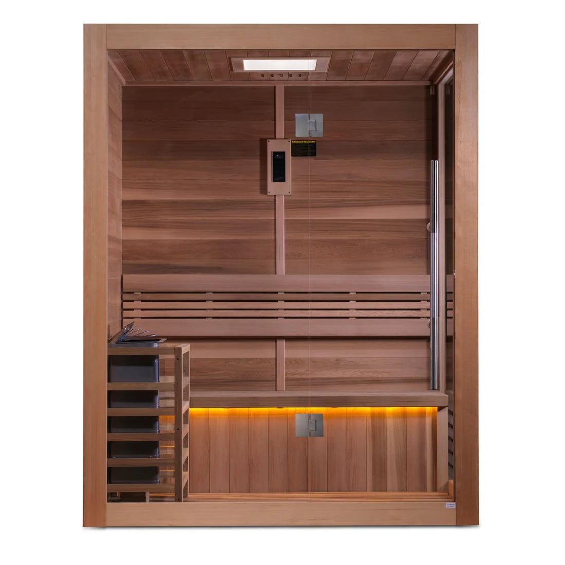 Traditional All Glass Front - Side Indoor Sauna (Exterior Canadian Hemlock - Interior Canadian Red Cedar)