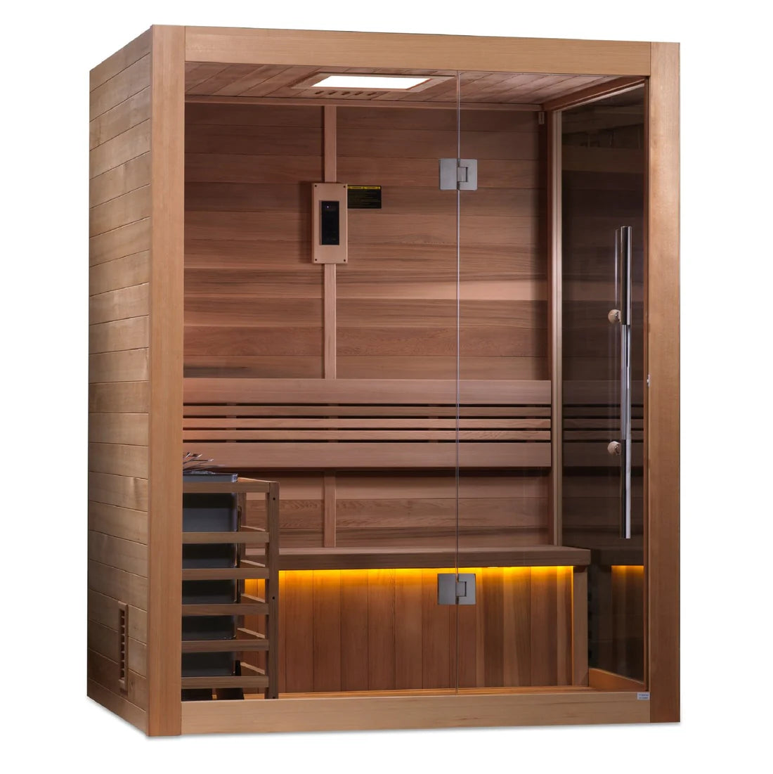 Traditional All Glass Front - Side Indoor Sauna (Exterior Canadian Hemlock - Interior Canadian Red Cedar)