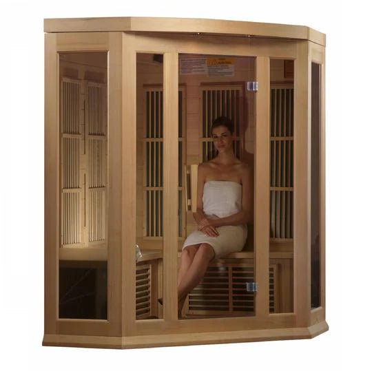 Maxxus FAR Infrared Sauna Low EMF Corner Unit with Hemlock Wood