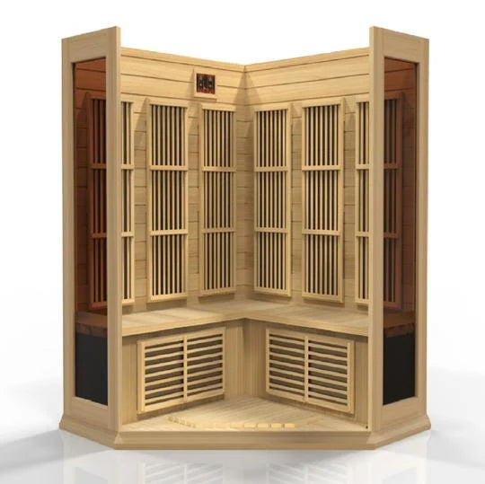 Maxxus FAR Infrared Sauna Low EMF Corner Unit with Hemlock Wood